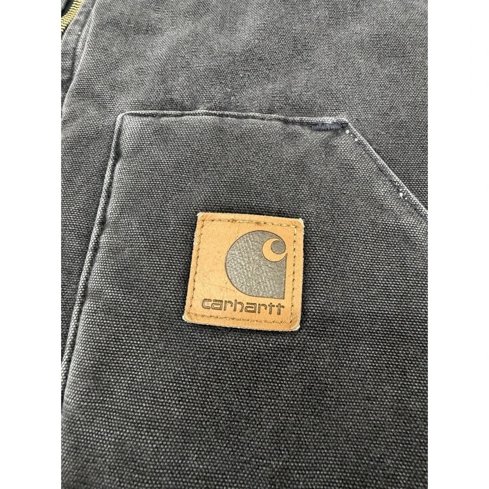 Vintage Carhartt Men's XL Black Vest Canvas Jacket Quilt Lined USA Union Stamp